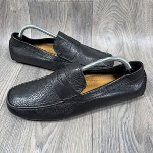 Cole Haan Grant Canoe Penny Loafer Mens 10.5 Black Pebbled Leather Driving Mocs